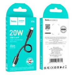 Кабель Type C/Lighting Hoco X96 0.25m Black (packing 46/460). Фото 3