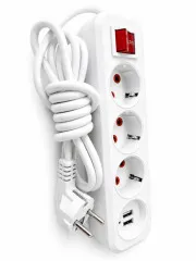 Мережевий фільтр,подовжувач RLFR на 3 розетки + 2usb 2м з вимикачем White. Фото 3