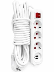 Мережевий фільтр,подовжувач RLFR на 3 розетки + 2usb 8м з вимикачем White. Фото 3