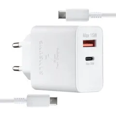 Мзп Samsung EP-TA220 2in1 35W (блок Type C i Usb + type c/type c) White (в коробці)