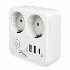 Розгалужувач в розетку на 2 + 3Usb + Type c 2500W з вимикачем. Фото 3