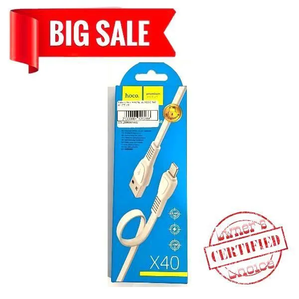 Кабель Usb iPhone 5G Hoco X40 White 1M. Фото 5