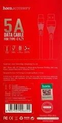 Кабель Usb Type C 5A Hoco U53 Black (packing 22/220). Фото 3
