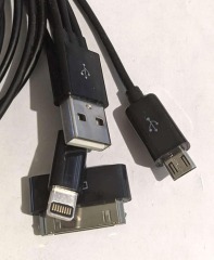 Кабель Usb універсал косичка 3in1 (Micro,4g,5g) Black. Фото 2