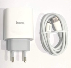 Мзп Hoco C80A 2in1 (блок на Usb i Type C + Type C\Lighting) White (packing 12/130). Фото 4