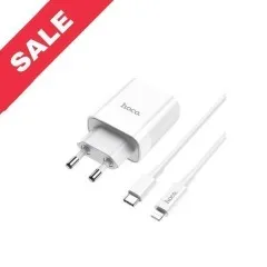 Мзп Hoco C80A 2in1 (блок на Usb i Type C + Type C/Lighting) White (packing 12/130). Фото 6